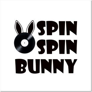 SpinSpinBunny Main Square Logo - Black and White Posters and Art